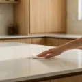 מגבונים לחים לניקיון מונחים בבית מודרני מואר, מוכנים לשימוש יומיומי.
